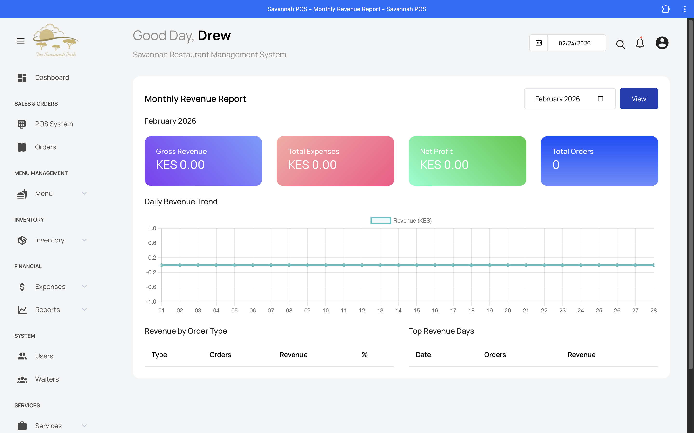 Savannah Park POS System